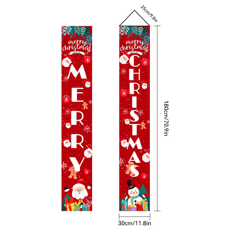 2026New Year Christmas Couplets Santa Claus Soldier Outdoor Decoration Door Curtain Hanging Flag Outdoor European and American
