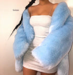 Fur Factory Direct Sale Fur Coat Imitation Fox Fur Round Neck Mid-Length Long Sleeve Plus Size Black Women's Clothing