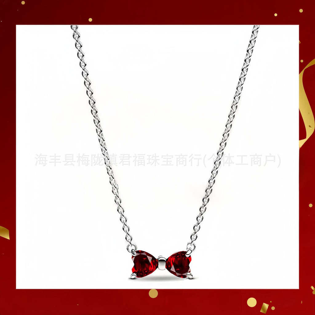 Panjia Silver Plated Hot Selling Product Bow Necklace Ear Stud Ring Bracelet4Set Gift Set Women's All-Matching