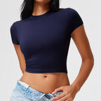 New Casual Sportswear t Women's Slim Fit Quick-Dry Barely-There Feel Fitness Top Shirt Running Yoga Short Sleeve