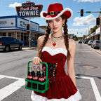 Red Fluffy Christmas Sexy Dress Red Cowboy Hat Pure Desire Set Santa Claus Costume