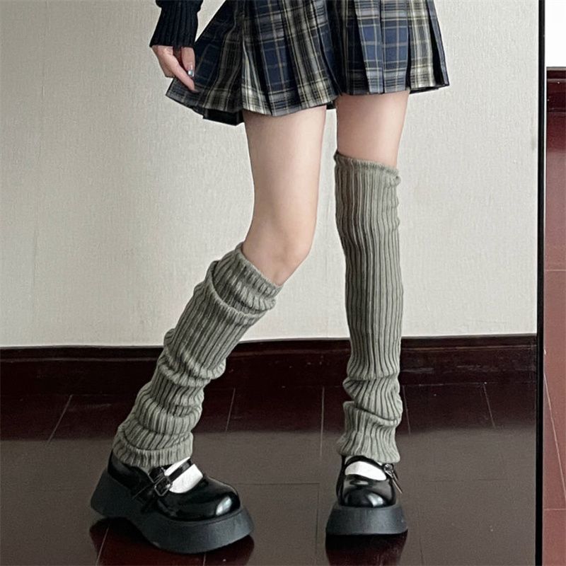 White Knitted Sock Covers Autumn Winter Warm Mid-Calf Socks y2k Harajuku Style Hot Girl Japanese Style jk College Style Slouch Socks for Women.