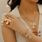 Celebrity Style Decorative Chain Jewelry Personalized Cross Alloy Pendant Necklace  Minimalist Style Clip Simple Internet Celebrity Collarbone Chain for Women