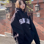 Fleece-Lined Cardigan Hooded Sweatshirt for Women, New Loose Casual Lazy Style for Autumn and Winter, Versatile Outerwear