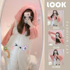 Autumn Winter Little Yellow Chicken One-Piece Pajamas Funny Cute Coral Fleece Couple Robe Unisex Homewear