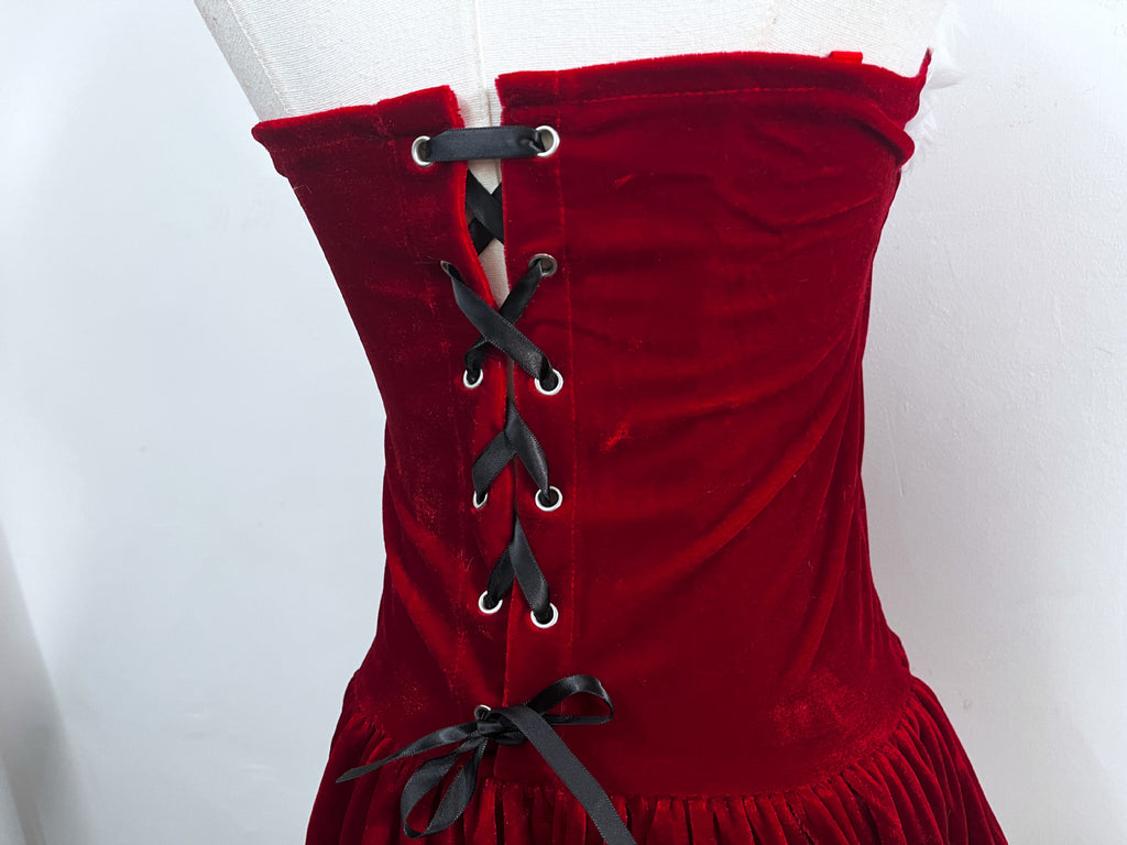 Red Fluffy Christmas Sexy Dress Red Cowboy Hat Pure Desire Set Santa Claus Costume