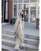 High-End Casual Sports Suit for Women, Autumn and Winter, Petite Workwear Style, Sweatshirt and Sweatpants Two-Piece Set, Early Autumn Complete Set