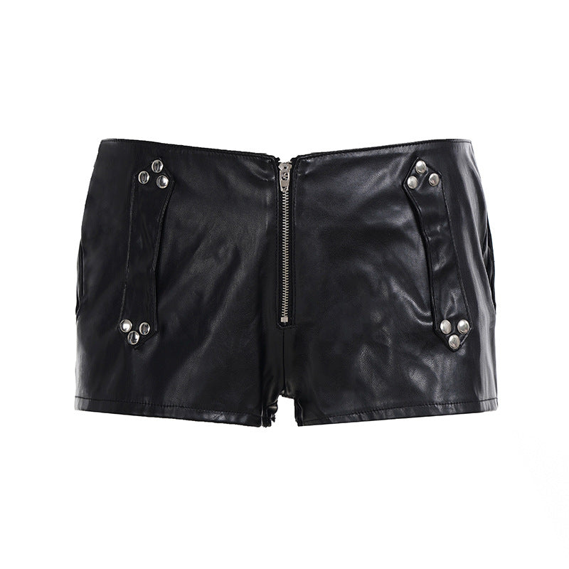 "Bad Idea Right?" Leather Micro Shorts - Studded Punk Rock Edition