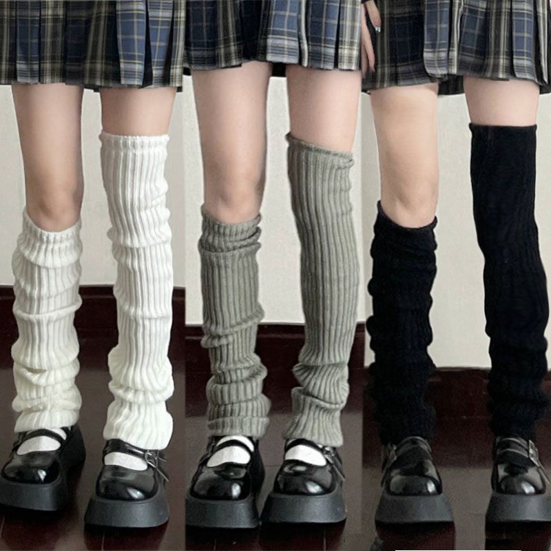 White Knitted Sock Covers Autumn Winter Warm Mid-Calf Socks y2k Harajuku Style Hot Girl Japanese Style jk College Style Slouch Socks for Women.