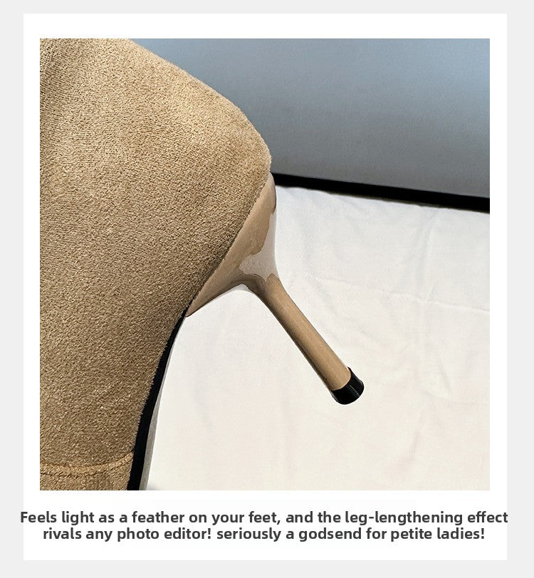 9800-1Internet Celebrity Pointed Toe High Heel Boots Over-the-Knee Long Boots for Women Autumn Winter New Suede Thin Heel Long Boots Women's Boots