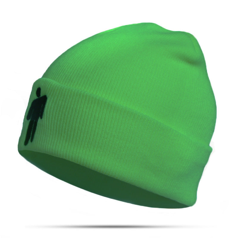 New style knitted hat similar to celebrity style Billie Knitted Hat Embroidery Autumn Winter Export Pullover Brimless Hat