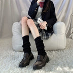 White Knitted Sock Covers Autumn Winter Warm Mid-Calf Socks y2k Harajuku Style Hot Girl Japanese Style jk College Style Slouch Socks for Women.