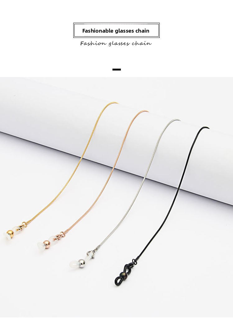 Celebrity Style Snake Chain Stainless Steel Non-Fading Mask Chain Titanium Steel Glasses Chain Women's Neck Hanging Men's Mask Rope Hanging Chain High-End Safety Protection