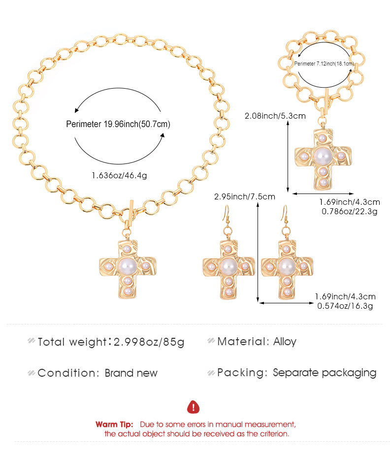 Celebrity Style Decorative Chain Jewelry Personalized Cross Alloy Pendant Necklace  Minimalist Style Clip Simple Internet Celebrity Collarbone Chain for Women