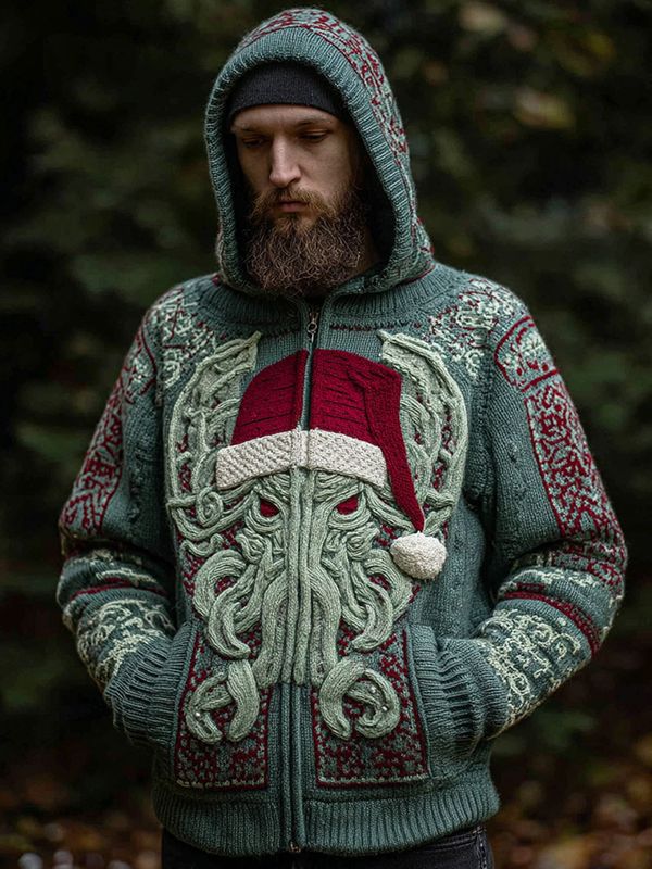 2025Hot Selling  Foreign Trade New Christmas3D Digital Printed Casual Zipper Hooded Jacket