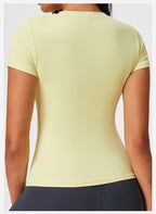 New Casual Sportswear t Women's Slim Fit Quick-Dry Barely-There Feel Fitness Top Shirt Running Yoga Short Sleeve