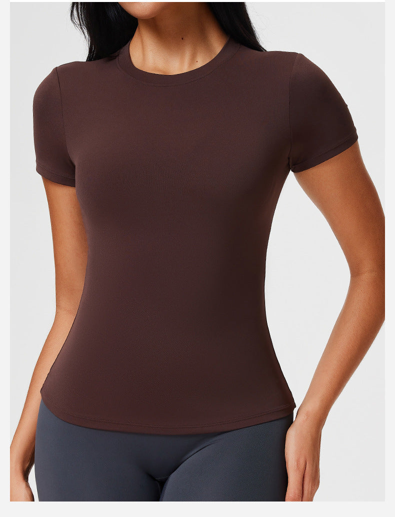 New Casual Sportswear t Women's Slim Fit Quick-Dry Barely-There Feel Fitness Top Shirt Running Yoga Short Sleeve