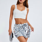 Custom Celebrity Design2023Spring New Irregular Size Sequin Fashion Short Mini Skirt Women's Clothing