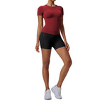 New Casual Sportswear t Women's Slim Fit Quick-Dry Barely-There Feel Fitness Top Shirt Running Yoga Short Sleeve