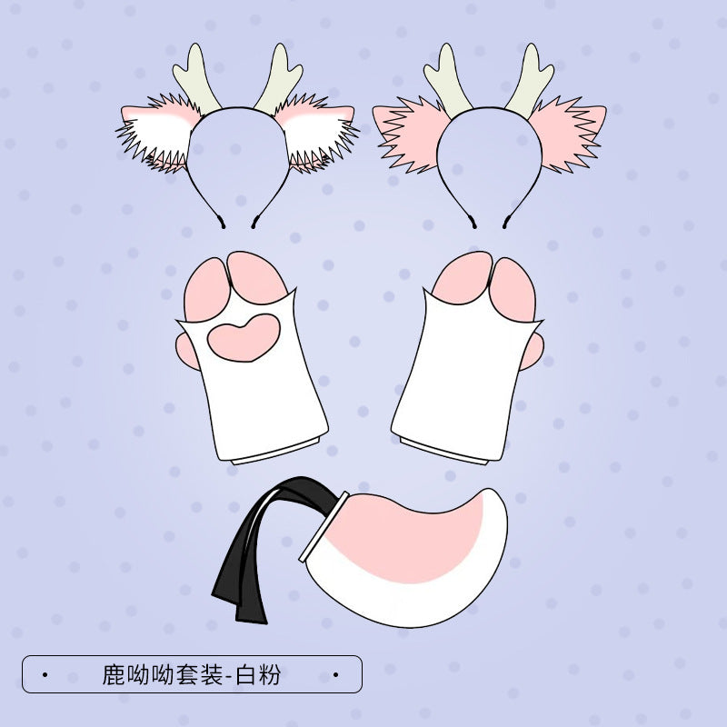 Christmas Antler Headband Cute Plush Deer Ear Headwear cosplay Accessories Handmade Simulated Animal Ear Headband