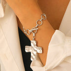 Celebrity Style Decorative Chain Jewelry Personalized Cross Alloy Pendant Necklace  Minimalist Style Clip Simple Internet Celebrity Collarbone Chain for Women