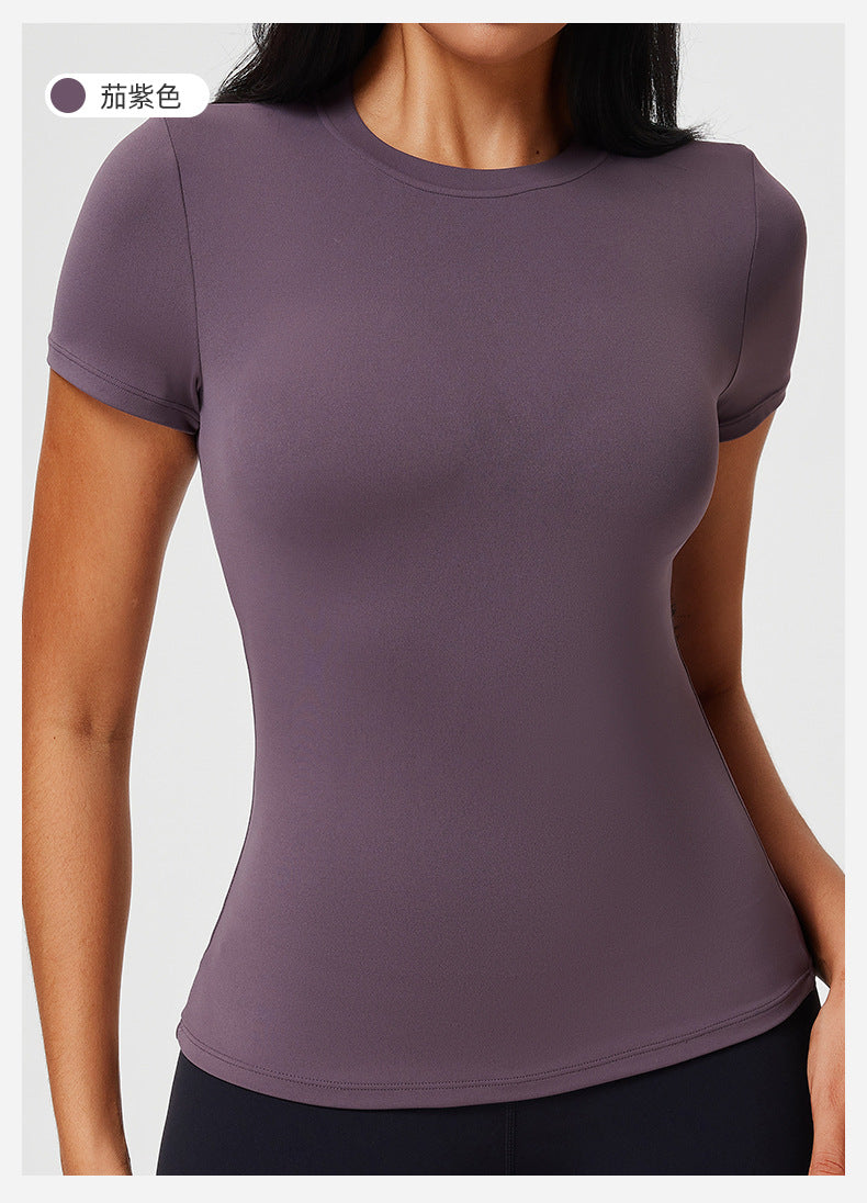 New Casual Sportswear t Women's Slim Fit Quick-Dry Barely-There Feel Fitness Top Shirt Running Yoga Short Sleeve