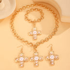 Celebrity Style Decorative Chain Jewelry Personalized Cross Alloy Pendant Necklace  Minimalist Style Clip Simple Internet Celebrity Collarbone Chain for Women