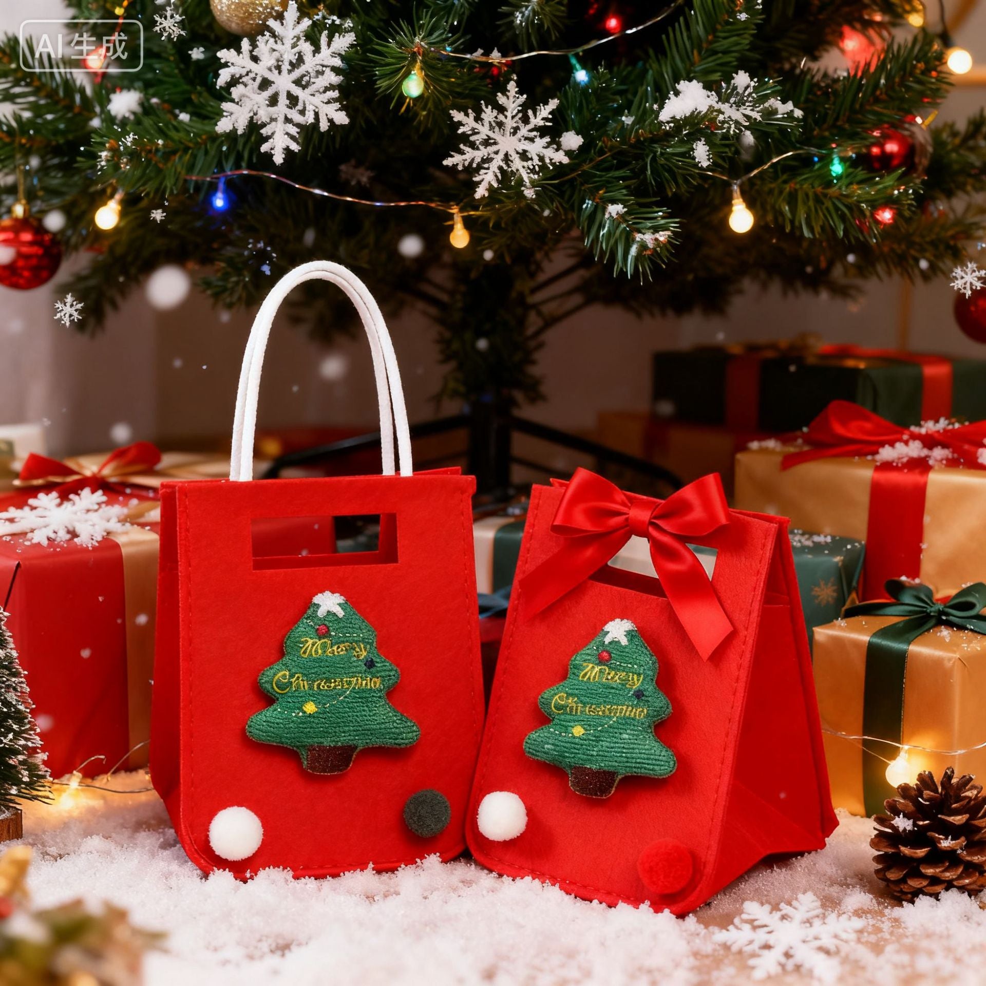 48h Shipping Christmas Eve Packaging Bag Small Gift Bag Felt Handheld Candy Bag