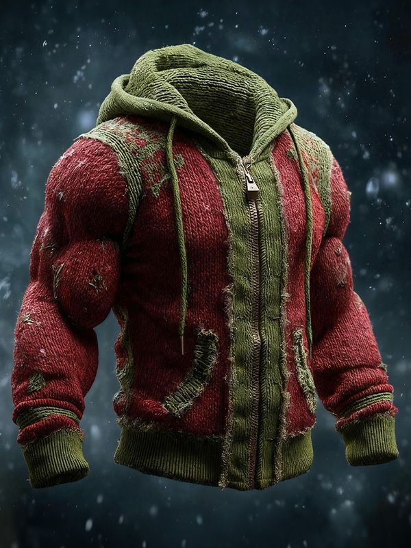 2025Hot Selling  Foreign Trade New Christmas3D Digital Printed Casual Zipper Hooded Jacket
