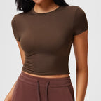 New Casual Sportswear t Women's Slim Fit Quick-Dry Barely-There Feel Fitness Top Shirt Running Yoga Short Sleeve