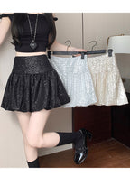 "Traitor" MV Vibe Sequin Skirt - Cream Coquette Mini