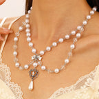 Celebrity Style Jewelry Niche Design Hot Girl Imitation Pearl Tassel Heart Cross Butterfly Versatile Necklace for Women