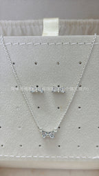 Panjia Silver Plated Hot Selling Product Bow Necklace Ear Stud Ring Bracelet4Set Gift Set Women's All-Matching