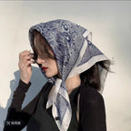 Same Style as Stars2025New Paisley Small Cashew Deformed Insect Satin70Silk Scarf Scarf Headscarf Fashion Design Small Water Drop Square Scarf Decoration Matching Headscarf