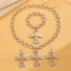 Celebrity Style Decorative Chain Jewelry Personalized Cross Alloy Pendant Necklace  Minimalist Style Clip Simple Internet Celebrity Collarbone Chain for Women