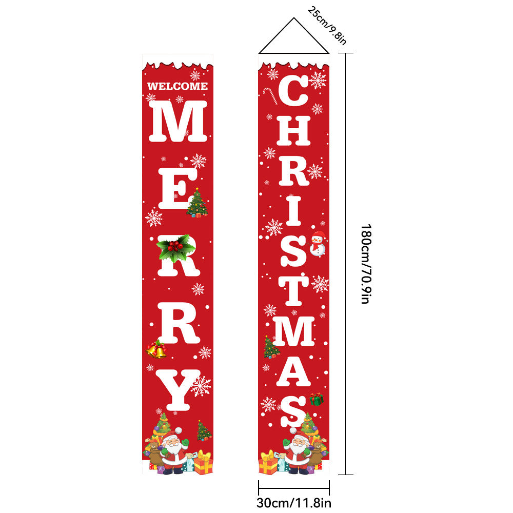 2026New Year Christmas Couplets Santa Claus Soldier Outdoor Decoration Door Curtain Hanging Flag Outdoor European and American