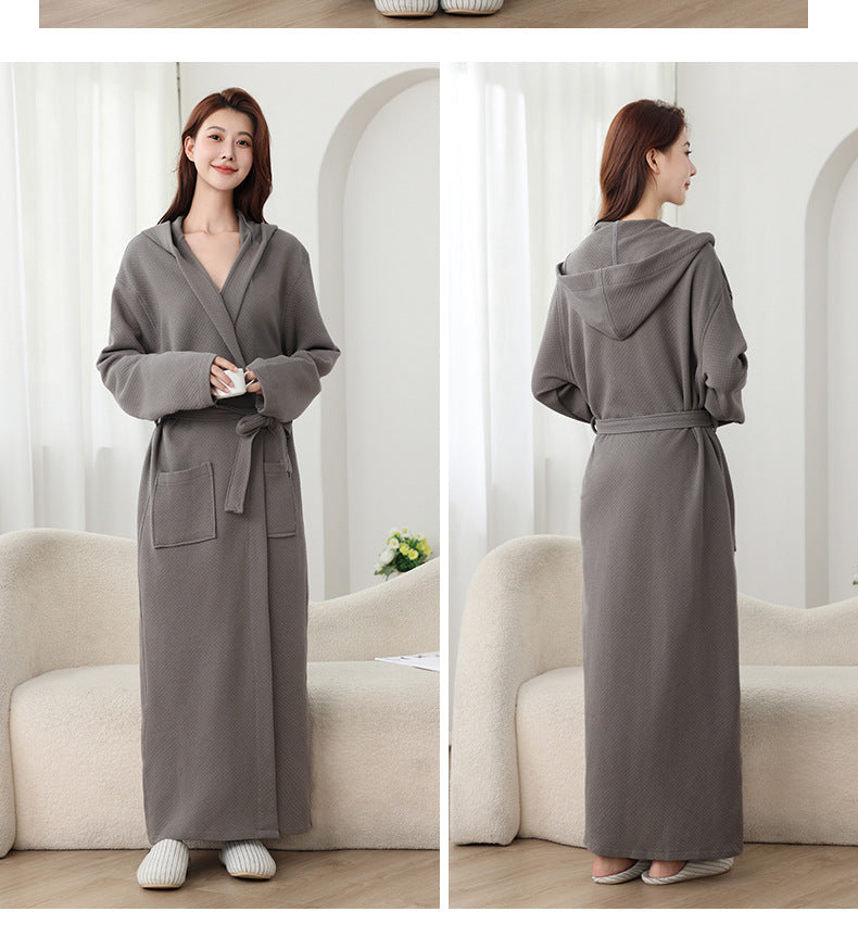 Autumn Winter Long Hooded Bathrobe Hotel Men Women Bathrobe Pajamas Homewear Long Sleeve Cross-Border Amazon One Piece Dropshipping