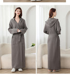Autumn Winter Long Hooded Bathrobe Hotel Men Women Bathrobe Pajamas Homewear Long Sleeve Cross-Border Amazon One Piece Dropshipping