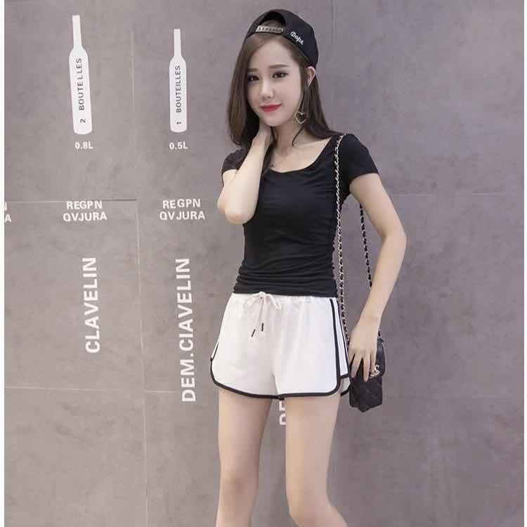 New Sports Shorts Women's Home Casual Solid Color Beach Pants Plus Size Running Yoga Shorts