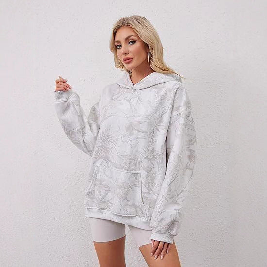 2025European and Autumn New Women's Fashion3d Digital Printed Camouflage Maple Leaf Sweatshirt Jacket