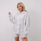 2025European and Autumn New Women's Fashion3d Digital Printed Camouflage Maple Leaf Sweatshirt Jacket