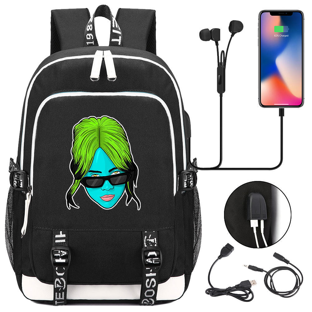 Celebrity Style Trend Billie Teenage Primary and Secondary School Students Schoolbag USB Men's and Women's Casual Backpack
