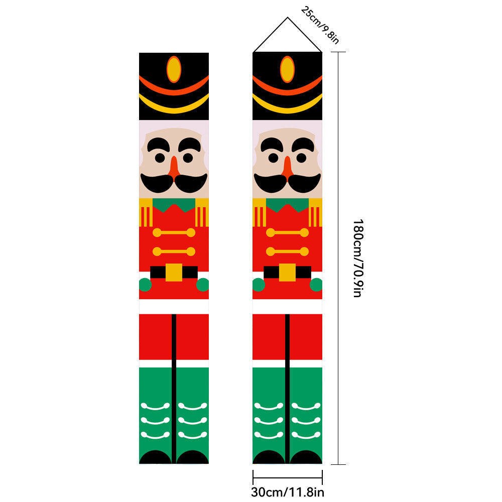 2026New Year Christmas Couplets Santa Claus Soldier Outdoor Decoration Door Curtain Hanging Flag Outdoor European and American