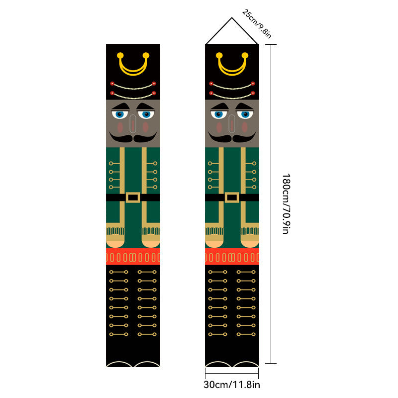 2026New Year Christmas Couplets Santa Claus Soldier Outdoor Decoration Door Curtain Hanging Flag Outdoor European and American