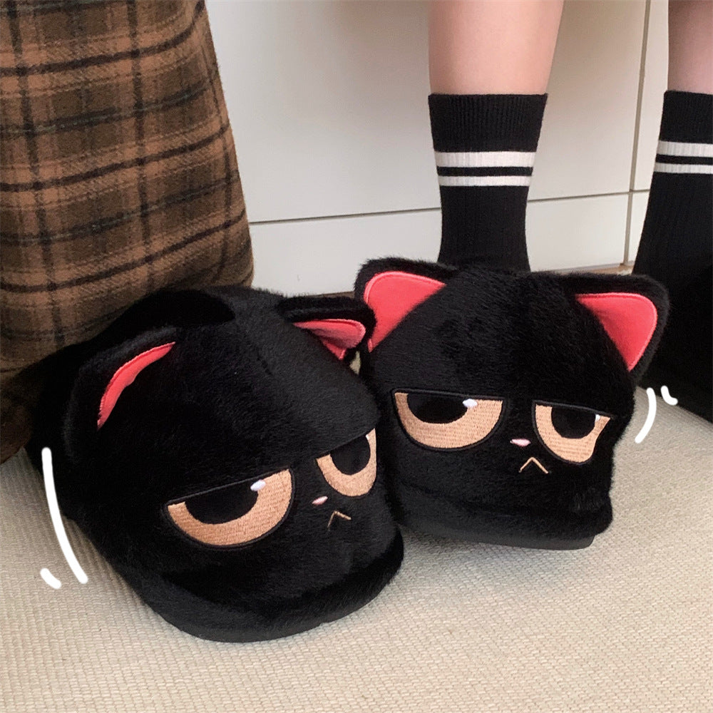 "Mood" Grumpy Cat Plush Slippers - Kawaii Gamer Girl Essential