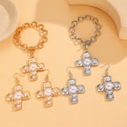 Celebrity Style Decorative Chain Jewelry Personalized Cross Alloy Pendant Necklace  Minimalist Style Clip Simple Internet Celebrity Collarbone Chain for Women