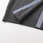 Custom Celebrity Design2025Autumn New Versatile Loose Fit Shirt Collar Plaid Patchwork Fake Two-Piece Knitted Sweater for Women 1EDF4173