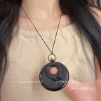 Star Custom New Mysterious Black Long Geometric Pendant Necklace for Women New Chinese Style Niche High-end Versatile Necklace Wholesale