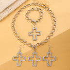 Celebrity Style Decorative Chain Jewelry Personalized Cross Alloy Pendant Necklace  Minimalist Style Clip Simple Internet Celebrity Collarbone Chain for Women