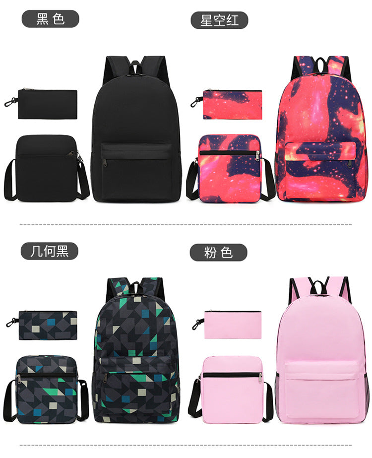 Celebrity Style Trendy European and American Billie Pencil Bag Shoulder Backpack Three-piece School Bag